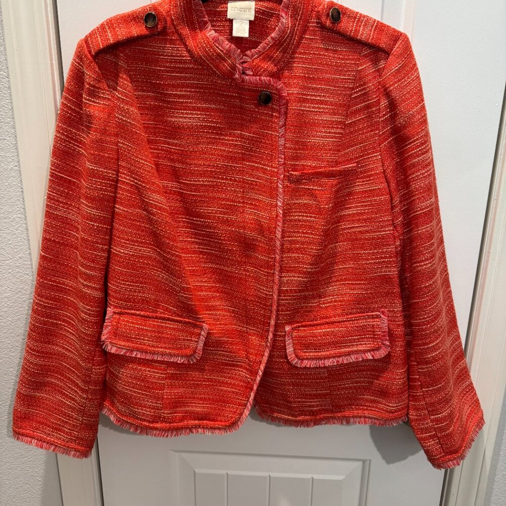 Women's Chico's Orange Zip Up Jacket with pockets